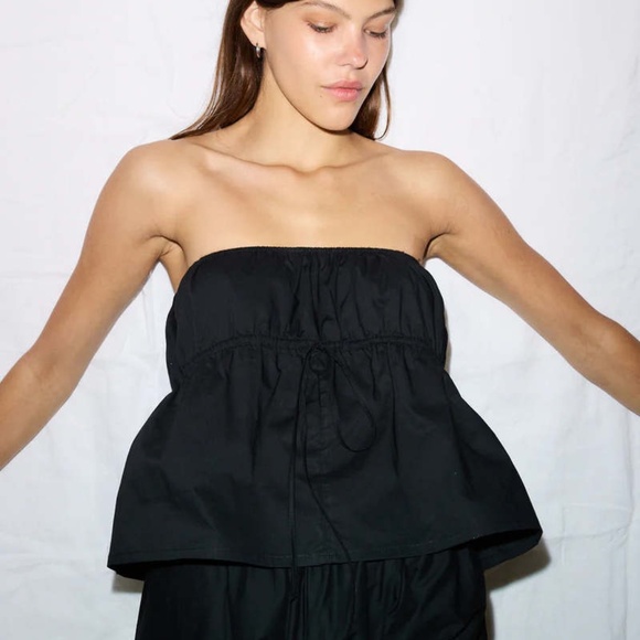 DEIJI STUDIOS The Strapless Cotton Top in Black ~ Spring Summer 2023 Size M - Picture 1 of 15